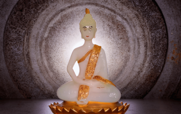 Handynook@Radium Night Glow MeditationDhyan Sitting Buddha Statue Lord FigurineIdol Decorative Showpiece - 12 cm